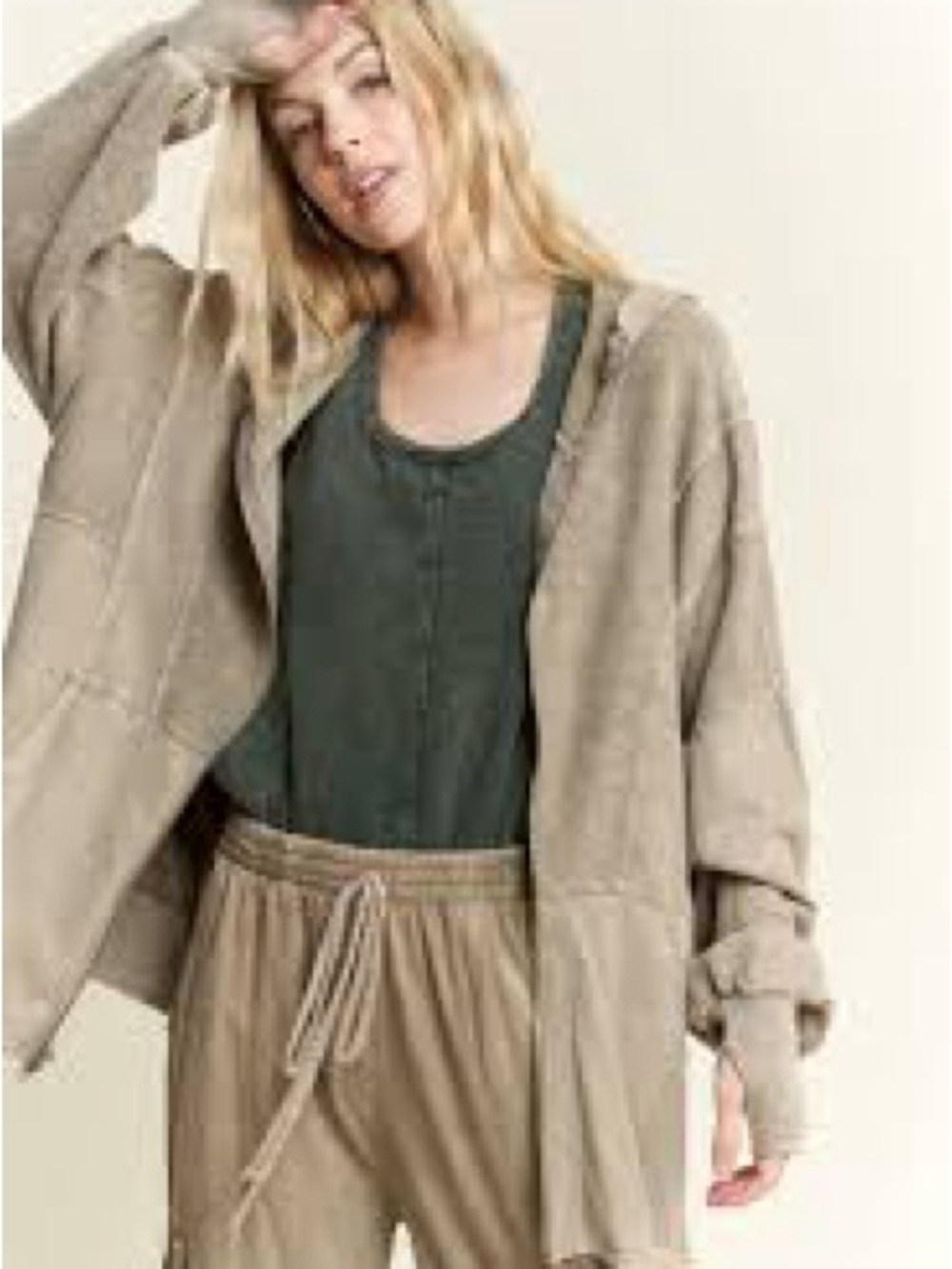 Relaxed Taupe Jacket  - Women's Layered Look